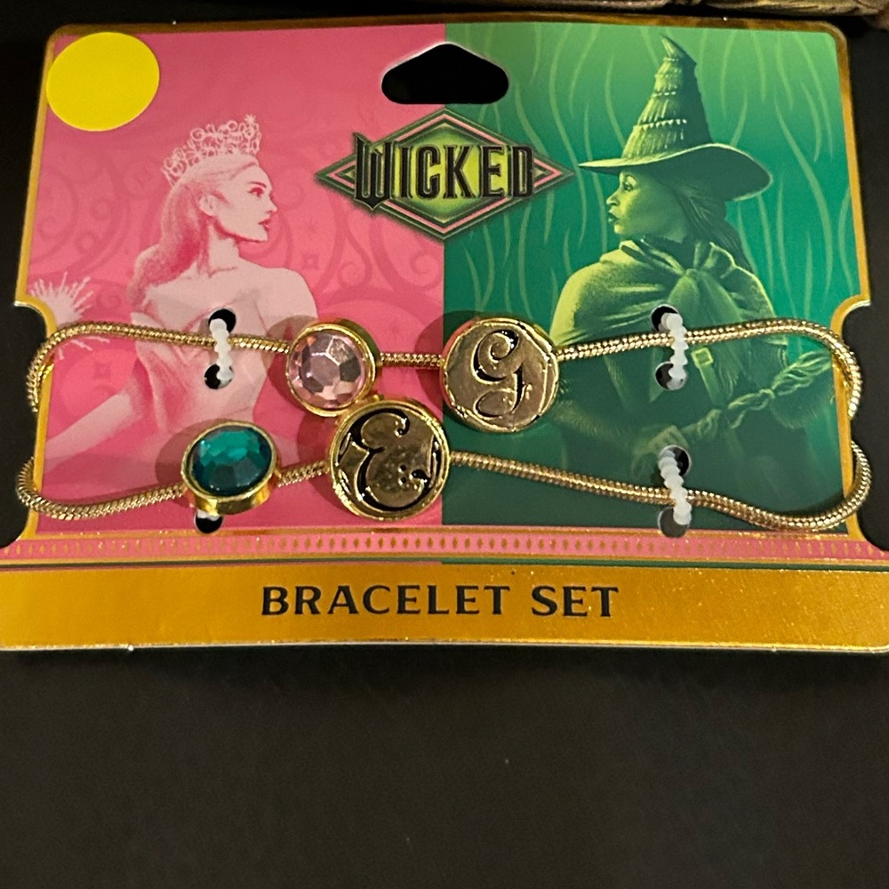 Wicked Gold Bracelet Set w/Pink & Green Gem Accents NWT